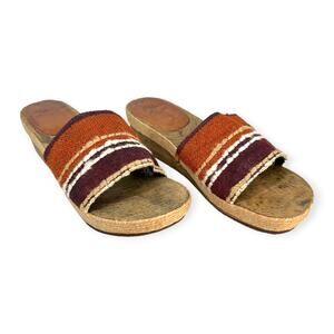 People Movers | Women's Size 9 | VINTAGE Wooden Espadrille Wedge Slide Sandals